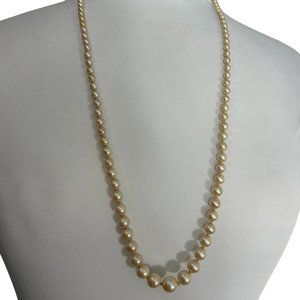 Vintage Faux Pearl Necklace Patent Pending Gold Tone Clasp 29.5" Grandmacore